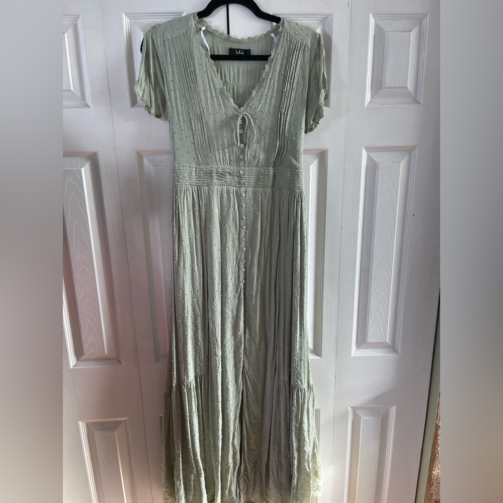 Lulu's Light Green Textured Maxi Dress
